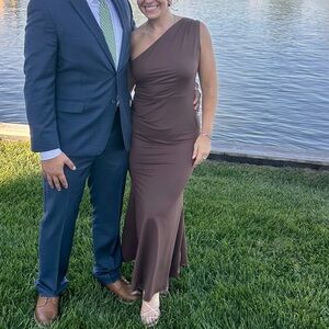 Amazon Brown One-Shoulder Dress